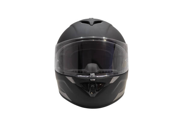 capacete de motocicleta isolado em fundo branco - helmet helmet visor protection black - fotografias e filmes do acervo