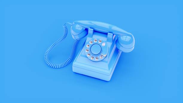 istock 3D rendering BLue vintage phone isolated on Blue background 1284886937