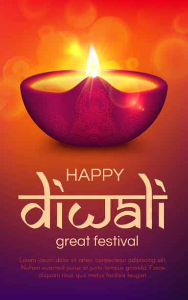 illustrazioni stock, clip art, cartoni animati e icone di tendenza di diwali, lampada diya deepavali, festival della luce indiana - diyo