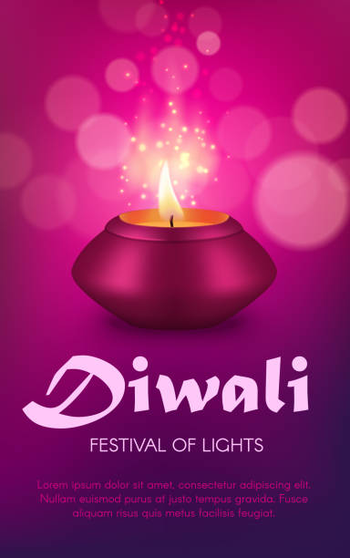 illustrazioni stock, clip art, cartoni animati e icone di tendenza di diwali diya lampada di deepavali luce festival - diyo