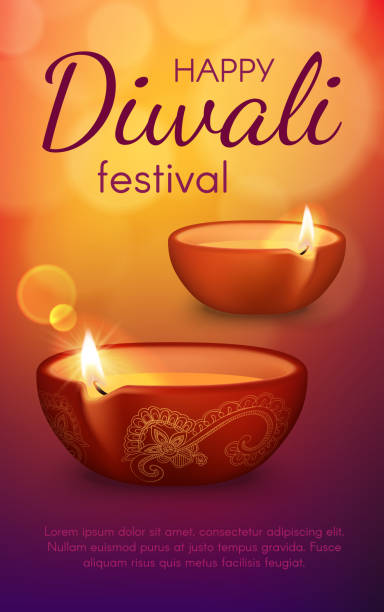 illustrazioni stock, clip art, cartoni animati e icone di tendenza di lampade diya di diwali o deepavali luce festival - diyo