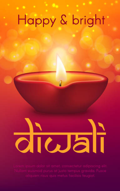 illustrazioni stock, clip art, cartoni animati e icone di tendenza di lampada diya per vacanze indiane diwali o deepavali - diyo