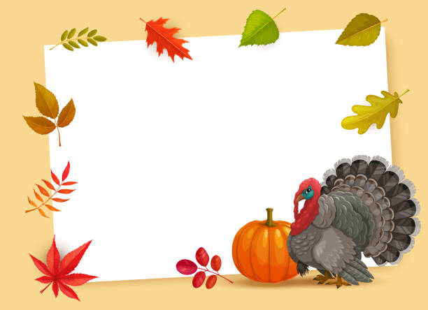 Frame with Thanks Giving day cartoon vector border Frame with Thanks Giving day vector symbols turkey, pumpkin and autumn fallen leaves. Happy Thanksgiving day border, postcard, greeting card, poster template. Fall season holiday event cartoon design thanksgiving live wallpaper stock illustrations