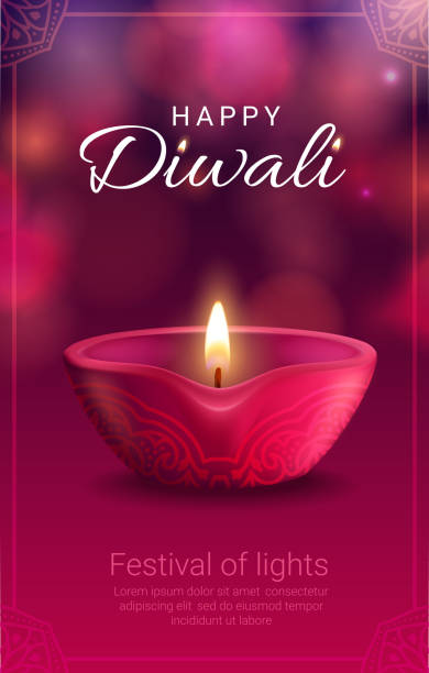 ilustrações de stock, clip art, desenhos animados e ícones de diwali festival of light banner, indian diya lamp - diyo