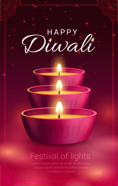 ilustrações de stock, clip art, desenhos animados e ícones de diya lamps of diwali or deepavali light festival - diyo