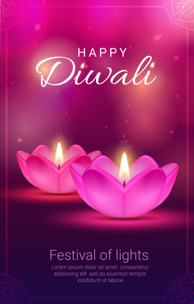 illustrazioni stock, clip art, cartoni animati e icone di tendenza di lampade diya del festival indiano diwali, religione indù - diyo