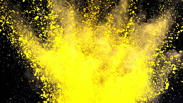 Yellow Color Powder Explosion Super Slow Motion