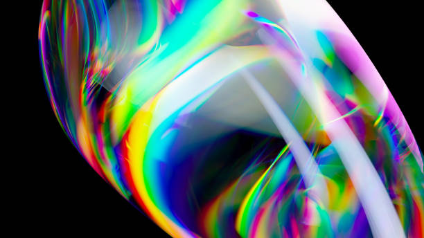 Abstract background of a glass sphere reflecting an iridescent glow Abstract background of a glass sphere reflecting an iridescent glow chromatography stock pictures, royalty-free photos & images