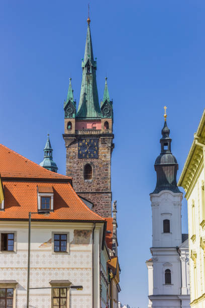 istock Black and white tower in historic city Klatovy 1284893196