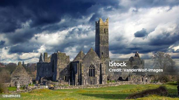 Quin Abbey Ruin County Clare Ireland Stock Photo - Download Image Now - Castle, Ireland, Goth