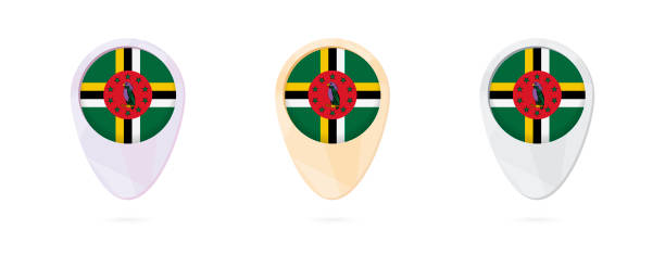 istock Map markers with flag of Dominica, 3 color versions. 1284897114