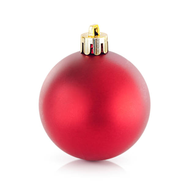 istock Red Christmas ball isolated on white 1284898259