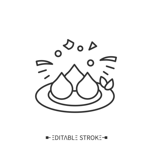 Brazilian chicken coxinha line icon. Editable Brazilian chicken coxinha line icon. Traditional Brazilian cuisine chicken stuffed snacks. Brazilian carnival food, treat. National food. Fast food. Isolated vector illustration. Editable stroke coxinha stock illustrations