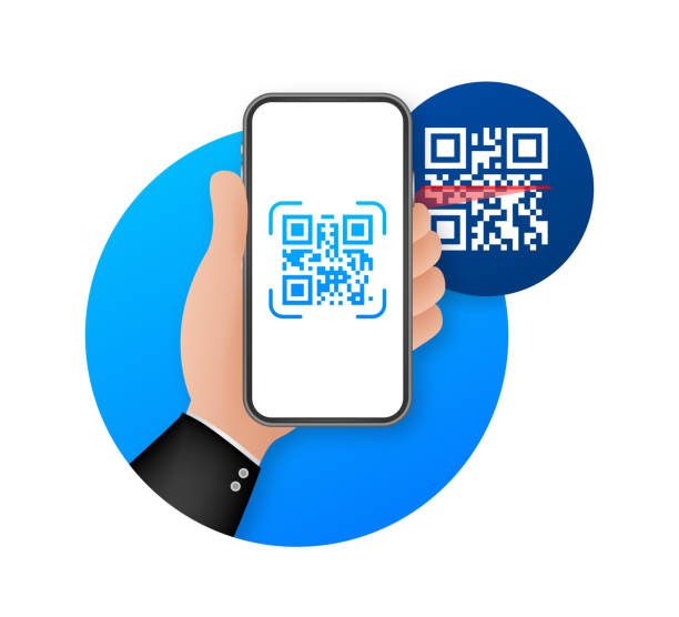 ilustrações, clipart, desenhos animados e ícones de qr code para smartphone. a inscrição me digitaliza com o ícone do smartphone. qr code para pagamento. ilustração vetorial - bar code price coding laser