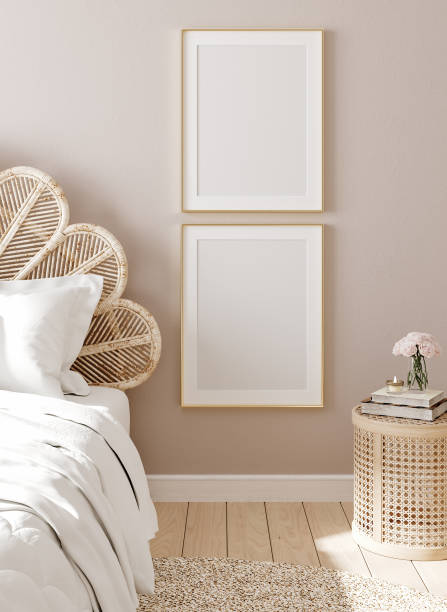 istock Mockup poster in luxury feminine bedroom 1284899536