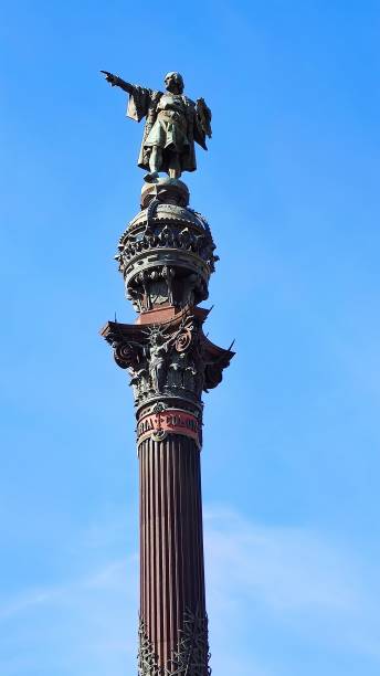 istock Mirador de Colom,Christopher Columbus monument statue, column in Barcelona central promenade end of the Ramblas, Spain 1284899707