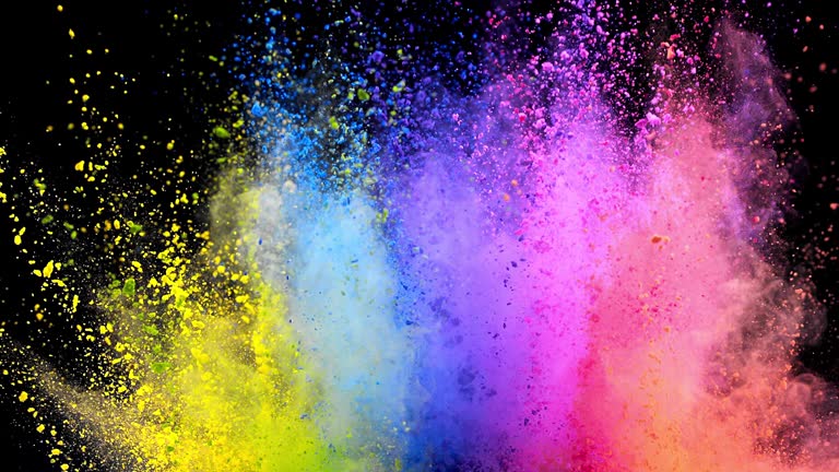 Multi Color Powder Explosion Super Slow Motion