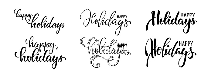 happy holidays. Hand drawn creative calligraphy and brush pen lettering. design for holiday greeting cards and invitations of the Merry Christmas and Happy New Year and seasonal holidays.