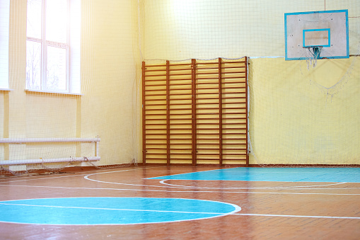 ball is on basketball court horizontal sport still