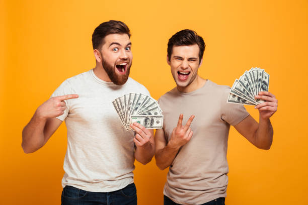 istock Portrait of a two happy young men 1284906347