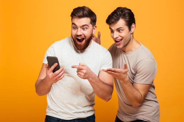 istock Portrait of a two cheerful young men 1284908510