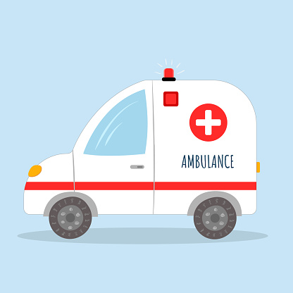 Ilustración de Ambulancia En Estilo De Dibujos Animados Planos Sobre Fondo Azul Vector y más Vectores Libres de Derechos de Medicina de emergencia - iStock Ilustración de Ambulancia En Estilo De Dibujos Animados Planos Sobre Fondo Azul Vector y más Vectores Libres de Derechos de Medicina de emergencia - iStock