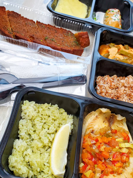 istock Containers with useful food on an isolated background. Delivery service 1284912751