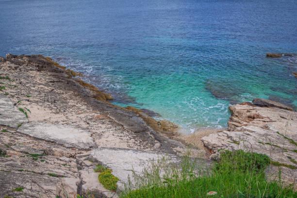 istock Beautiful landscape with sea bay with turquoise water 1284913402