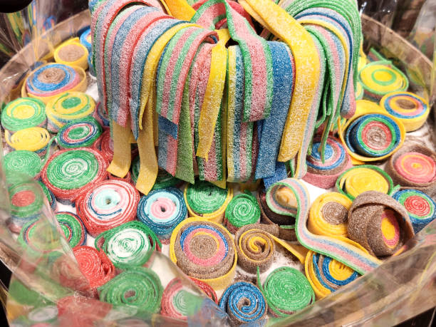 istock Colorful candy on store shelves closeup 1284915059