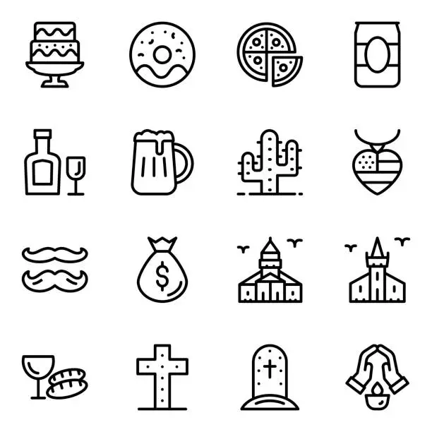 Vector illustration of American Desserts and Catholic Religion Solid Icon