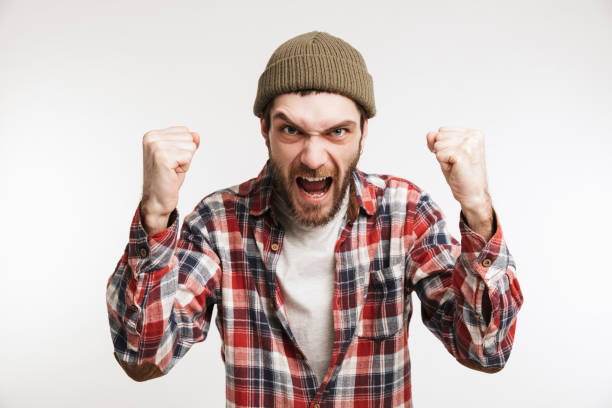 istock Portrait of an angry bearded man 1284917900