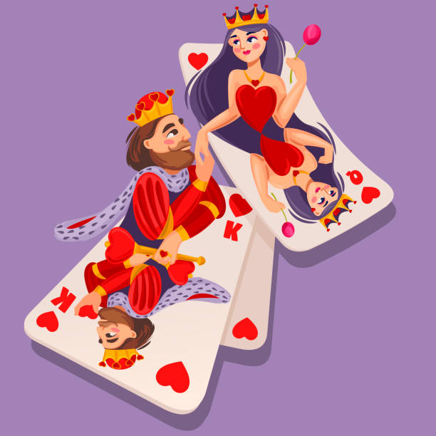 Cartoon Color Characters King And Queen Of Hearts Suit Concept Vector Stock  Illustration - Download Image Now - iStock
