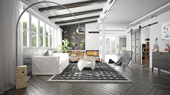 modern living room interior. 3d rendering design