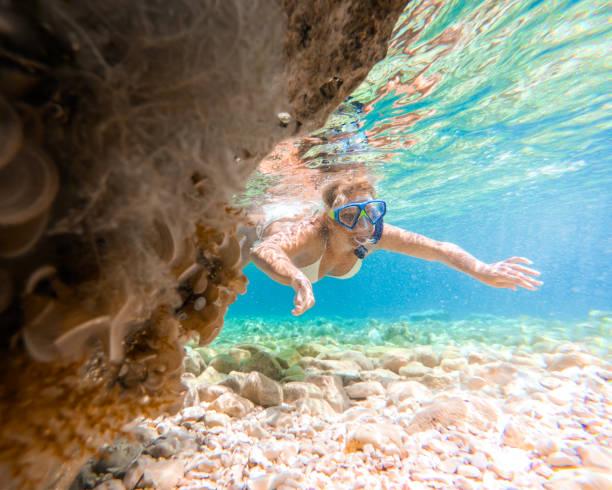 Woman snorkeling in sea