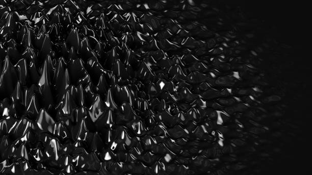 istock Abstract pulsating dark wobbling ferromagnetic black moving fluid. Liquid reflective ripple substance. Modern nanotechnology materials. 3d render illustration 1284923923