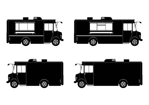 Vector illustration of Food truck silhouette.