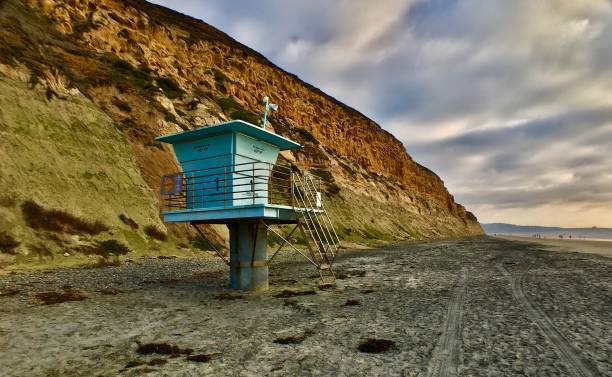 istock lifeguard hut on a cloudy day 1284929108