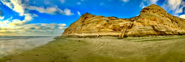 istock tire tracks in the sand - wide angle view 1284929118