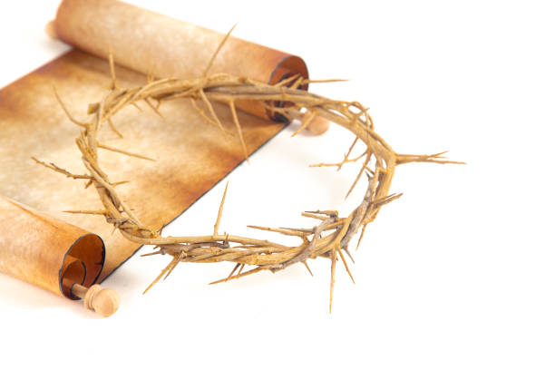A Scroll with the Crown of Throns Isolated on a White Background