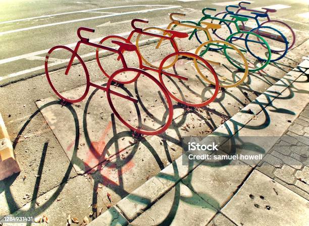 Rainbow Bicycle Rack In Hillcrest Stock Photo - Download Image Now - San Diego, Cycling, New York City