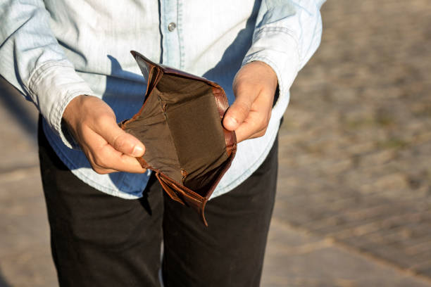 young man with no money in his wallet