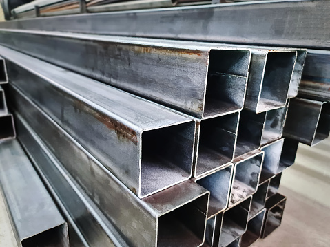 Pile of Metal Square Pipes with Selective Focus