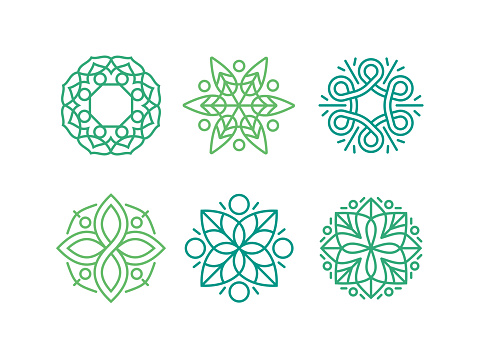 Design element flourish emblem symbols organic design shapes.
