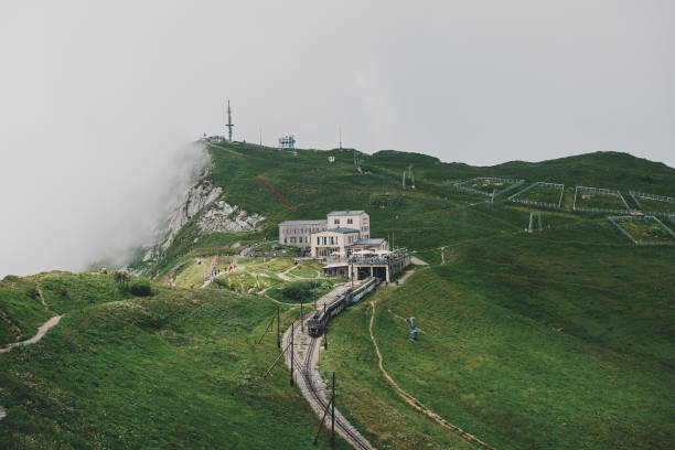 Train leaves the Rochers de Naye mountain station