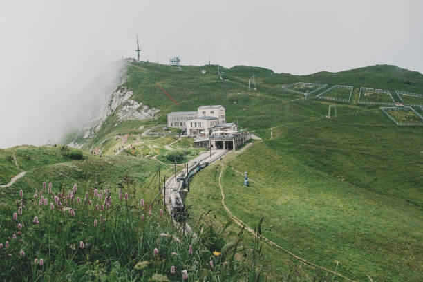 Train leaves the Rochers de Naye mountain station