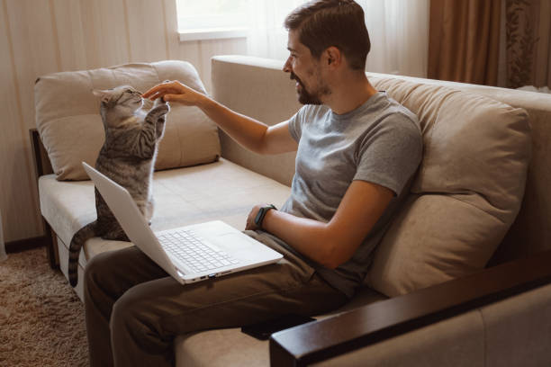 istock Young attractive smiling guy is browsing at his laptop 1284939418