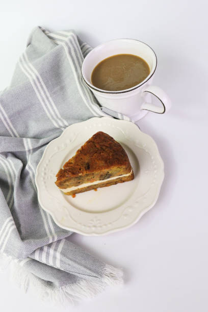 Close up Carrot Cake on White Background