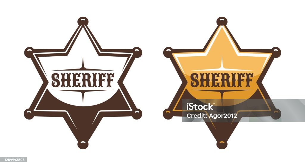 Sheriff star shield retro print style Sheriff star shield retro print style. Marshall Western vintage badge. Vector illustartion Police Badge stock vector