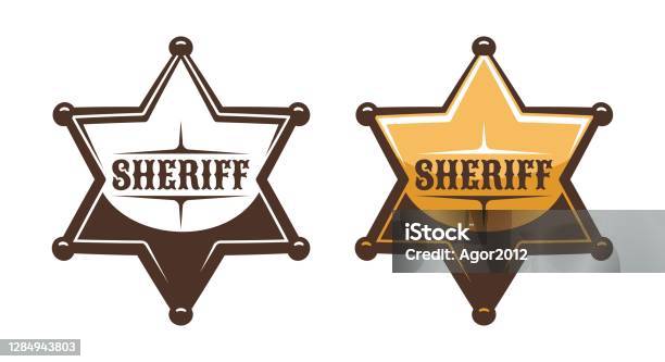 Sheriff Star Shield Retro Print Style Stock Illustration - Download Image Now - Police Badge, Wild West, Sheriff