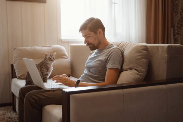 istock Young attractive smiling guy is browsing at his laptop 1284949398